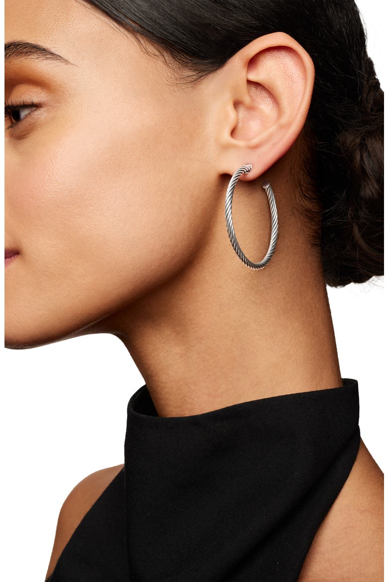 Cable Hoop Earrings, Alternate, color, SILVER