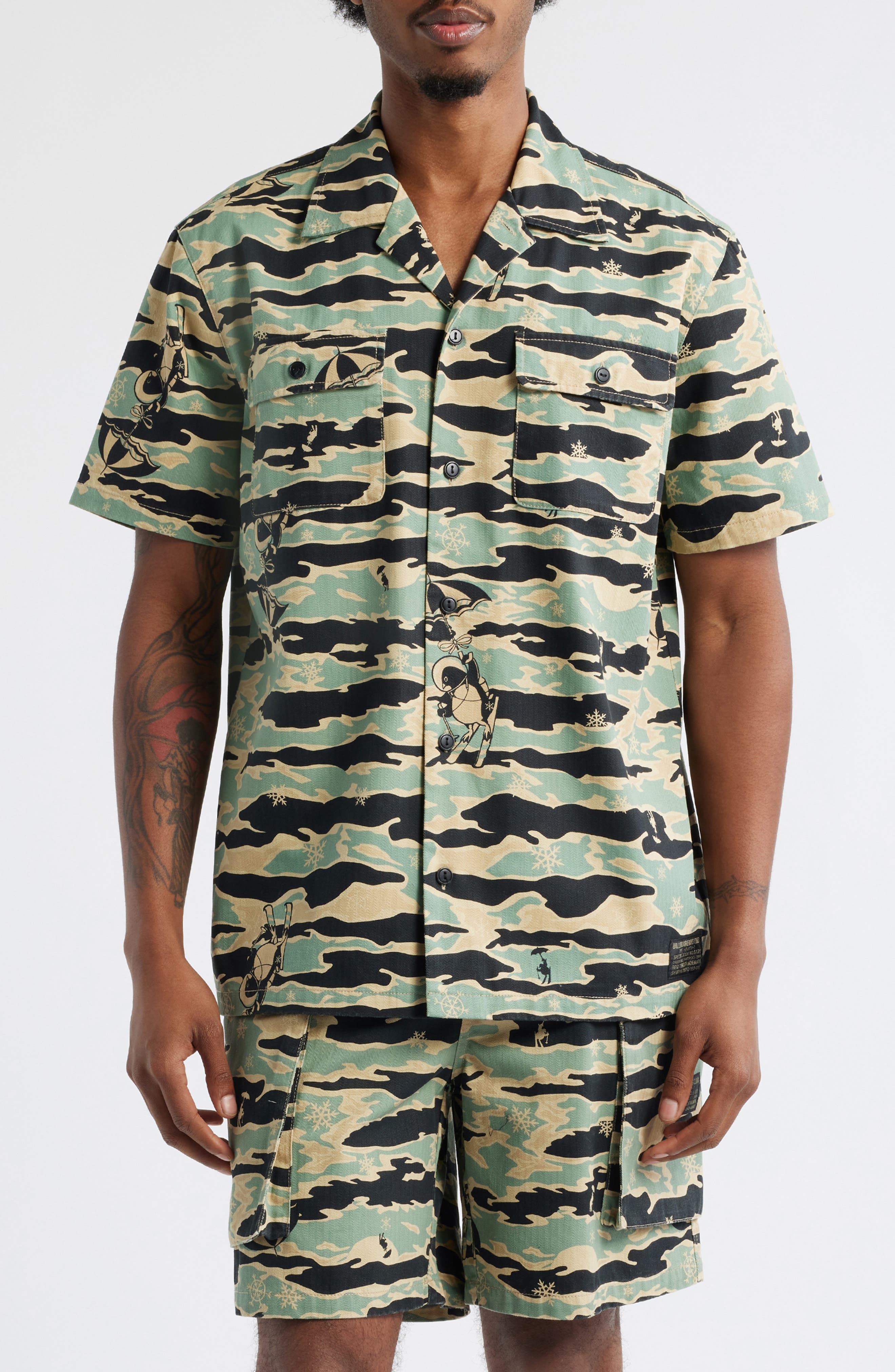 Billionaire Boys Club BB Tiger Camo Cotton Camp Shirt