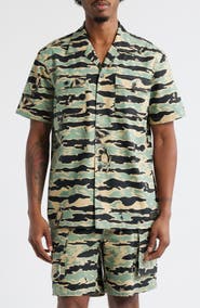 Billionaire Boys Club BB Tiger Camo Cotton Camp Shirt