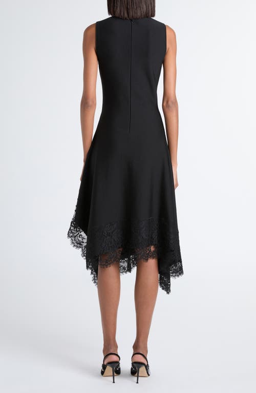 Alexander Mcqueen Asymmetric Lace Hem Sleeveless Midi Dress In Black