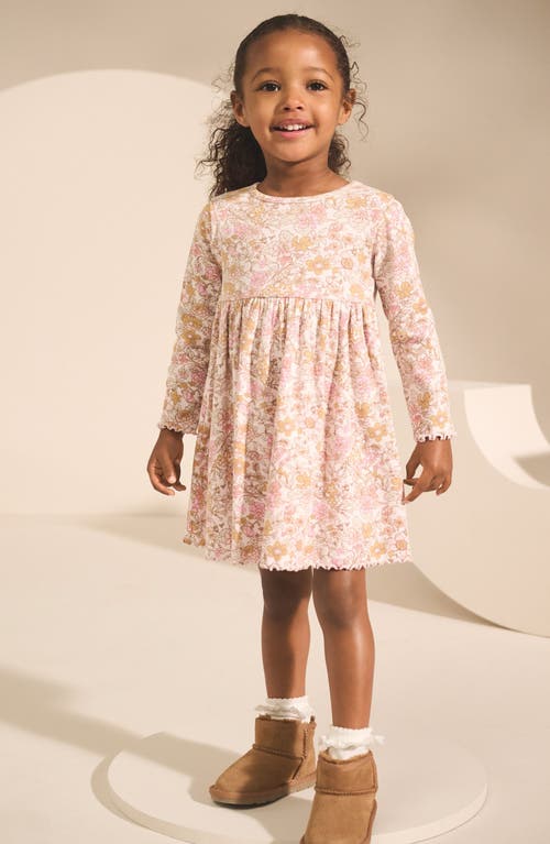Next Kids' Long Sleeve Stretch Cotton Rib Dress In Pink