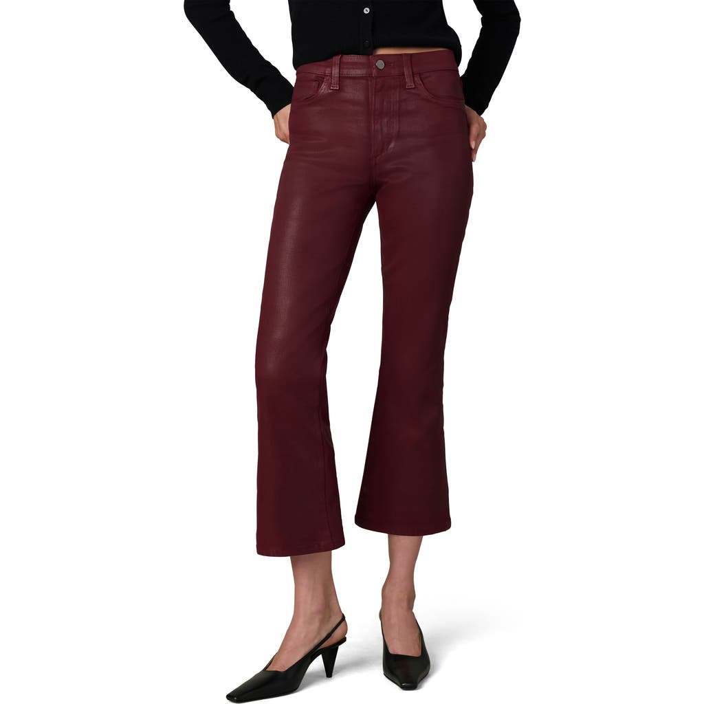 Joe's The Callie Coated High Waist Ankle Bootcut Jeans In Burgundy