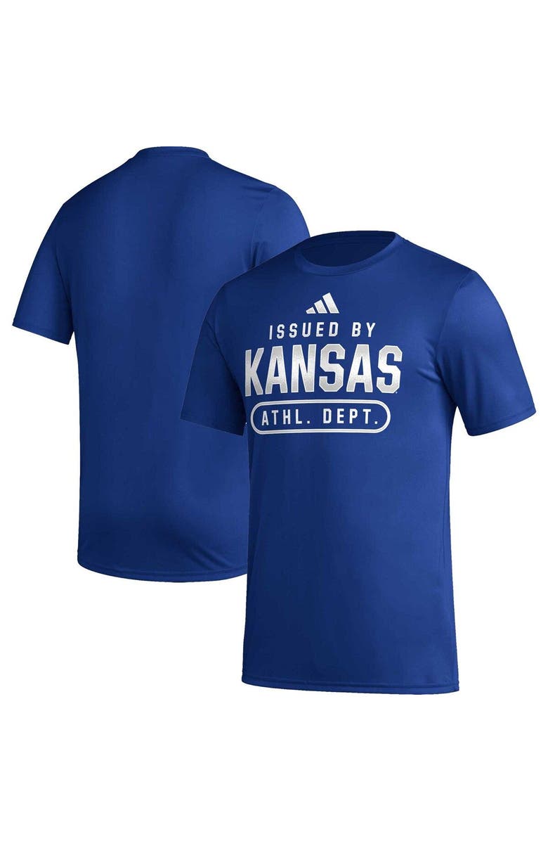 adidas Men's adidas Royal Kansas Jayhawks AEROREADY Pregame T-Shirt, Main, color, Royal