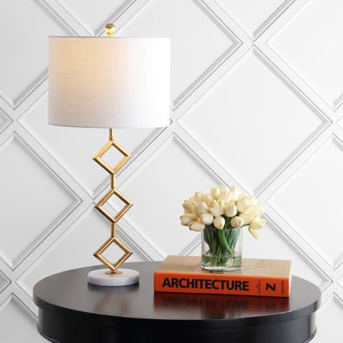 Jonathan Y Diamante 29.5in Modern Gilt Metal With Marble Base Led Table Lamp