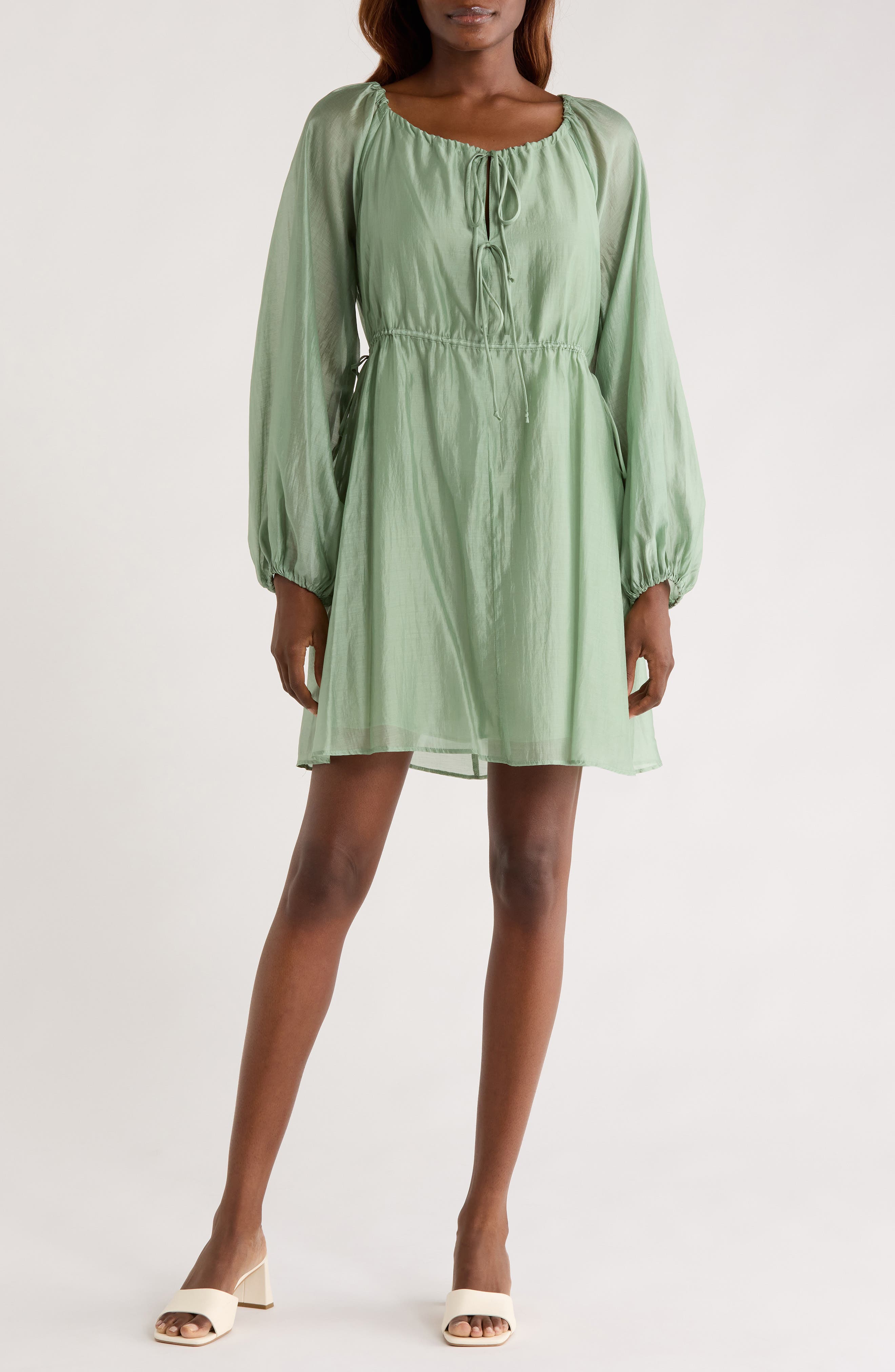 MELLODAY Tie Front Long Sleeve Dress