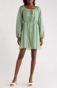 MELLODAY Tie Front Long Sleeve Dress