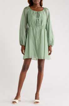 MELLODAY Tie Front Long Sleeve Dress