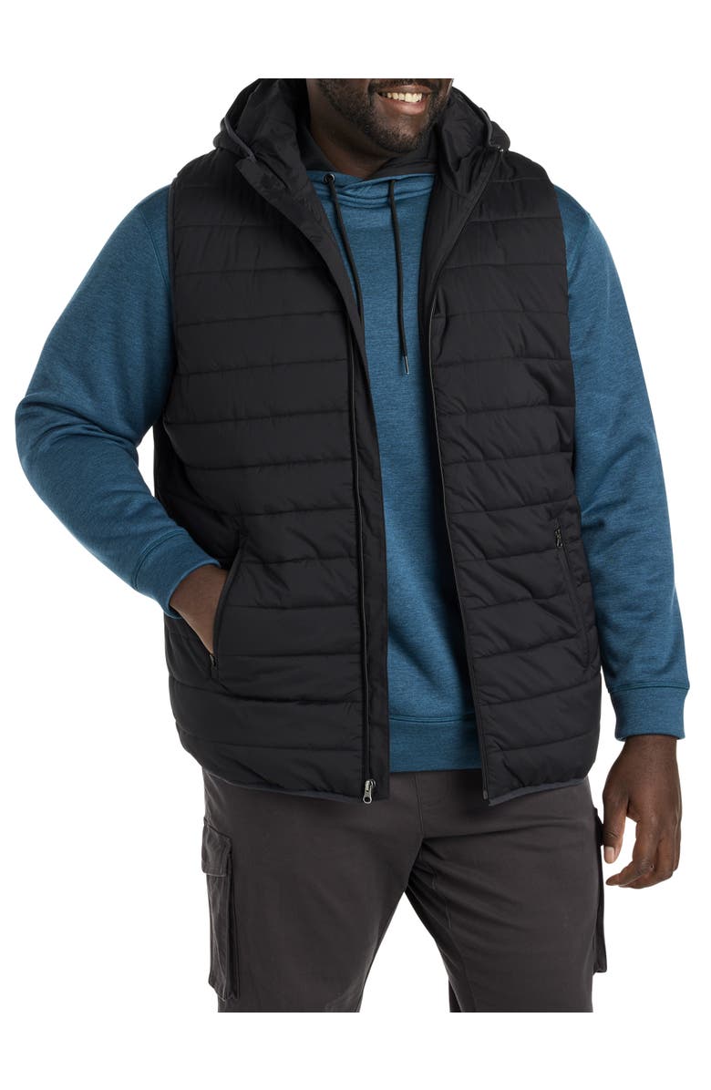 Society of One by DXL Big & Tall Hooded Puffer Vest, Main, color, Black