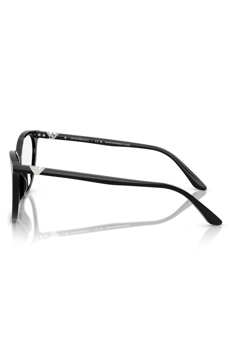 Emporio Armani 55mm Cat Eye Optical Glasses, Alternate, color, Shiny Black / Demo Lens