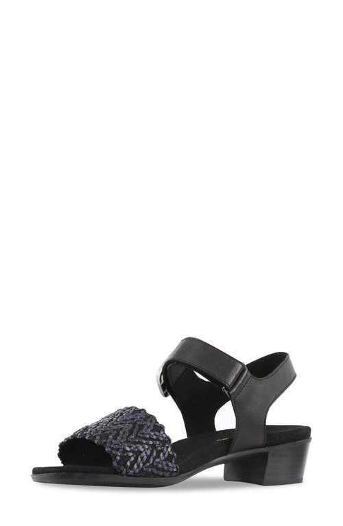 Munro Leeland Ankle Strap Sandal In Black Woven Combo