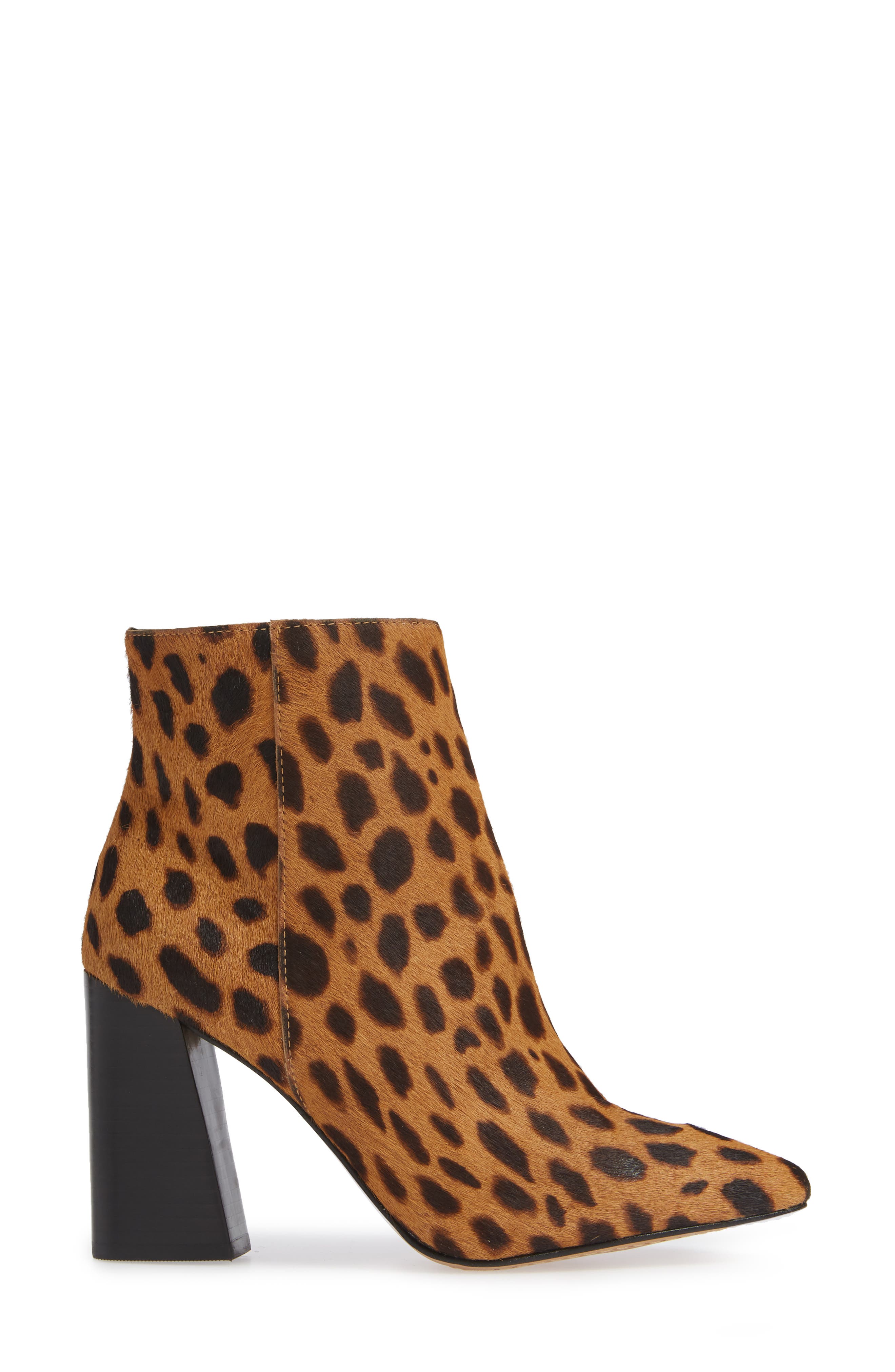 Thelmin Genuine Calf Hair Bootie (Nordstrom Exclusive), Alternate, color, NATURAL LEOPARD CALF HAIR