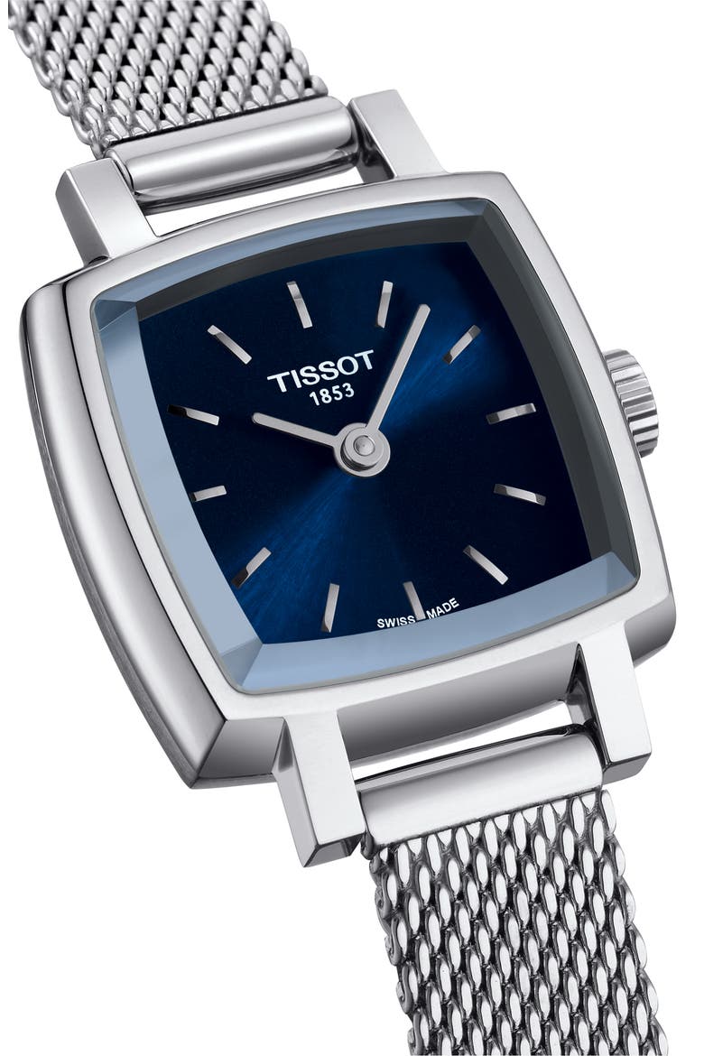 Lovely Square Mesh Strap Watch, 20mm, Alternate, color, SILVER/ BLUE/ SILVER