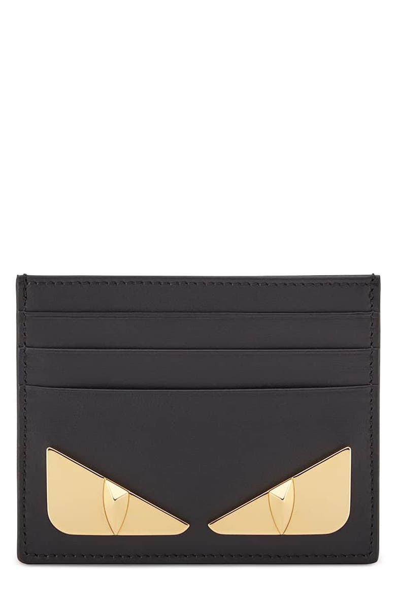 Monster Leather Card Holder, Main, color, BLACK