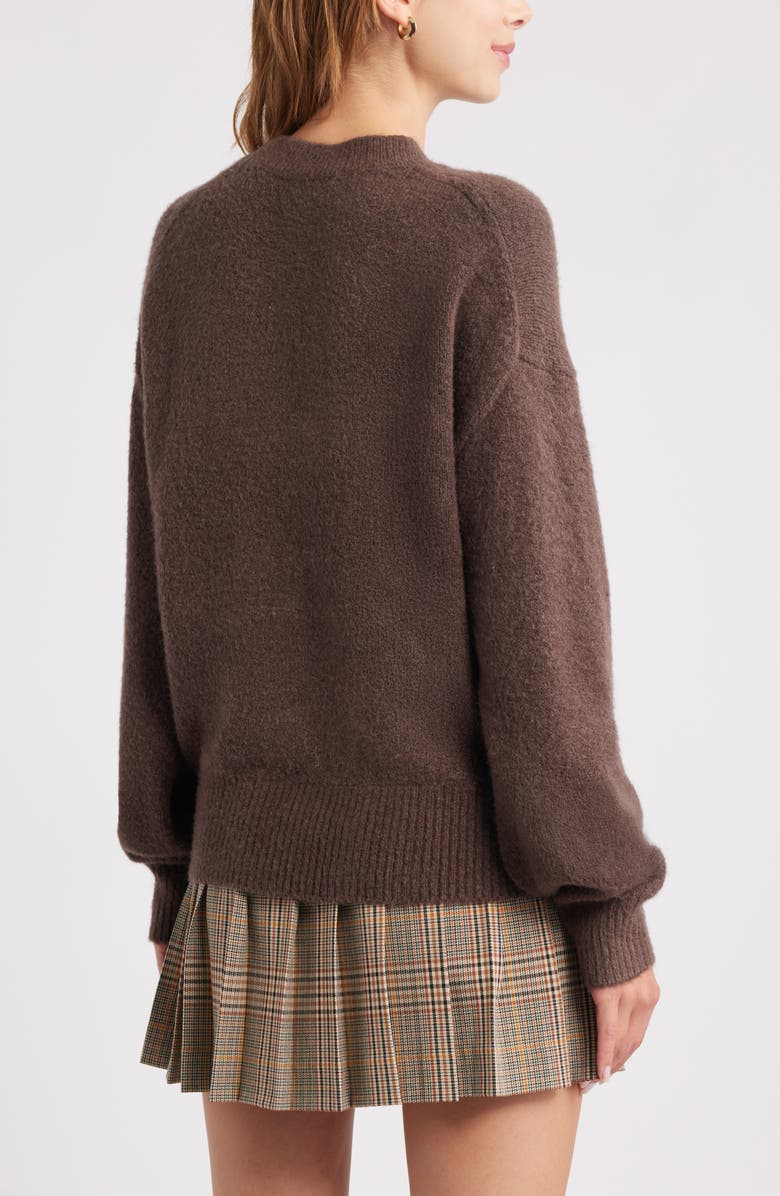 Open Edit Cozy Crewneck Sweater, Alternate, color, Brown Seal