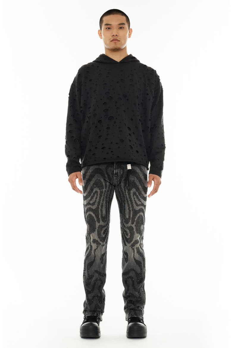 Rebel Embellished Straight Leg Jeans, Alternate, color, SWIRL