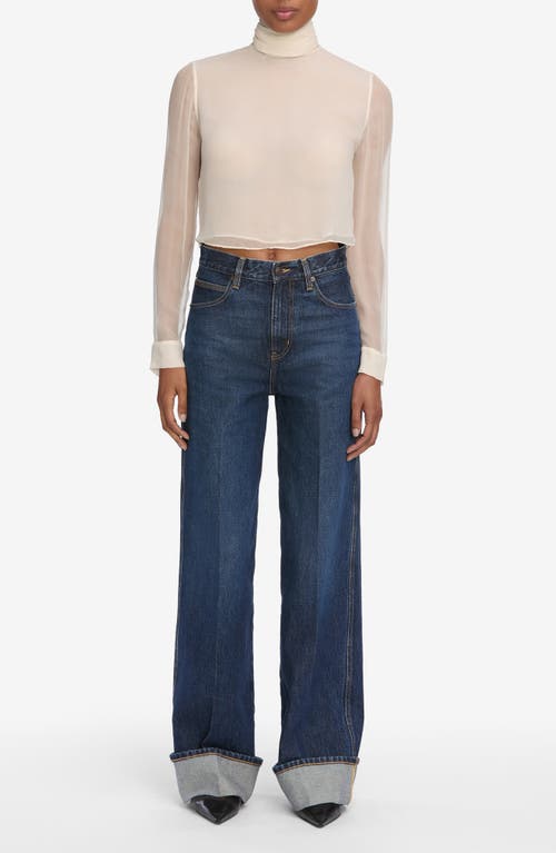 Frame The Cuffed Wide High-rise Wide-leg Jeans In Blue