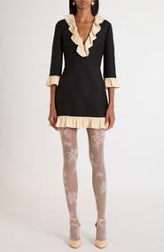 Valentino Garavani Ruffle Trim Crepe Couture Minidress