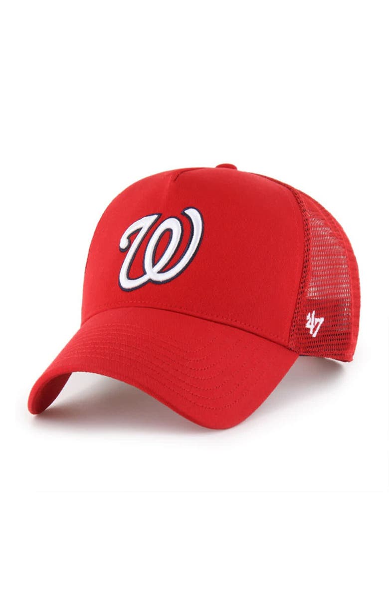 '47 Men's '47 Red Washington Nationals Ballpark Offside Adjustable Trucker Hat, Main, color, Red