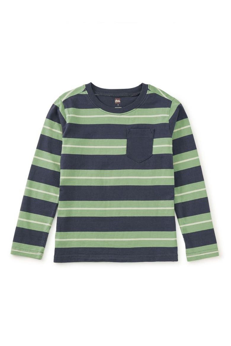 Long Sleeve Striped Pocket Tee, Main, color, Indigo