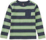 Tea Collection Long Sleeve Striped Pocket Tee