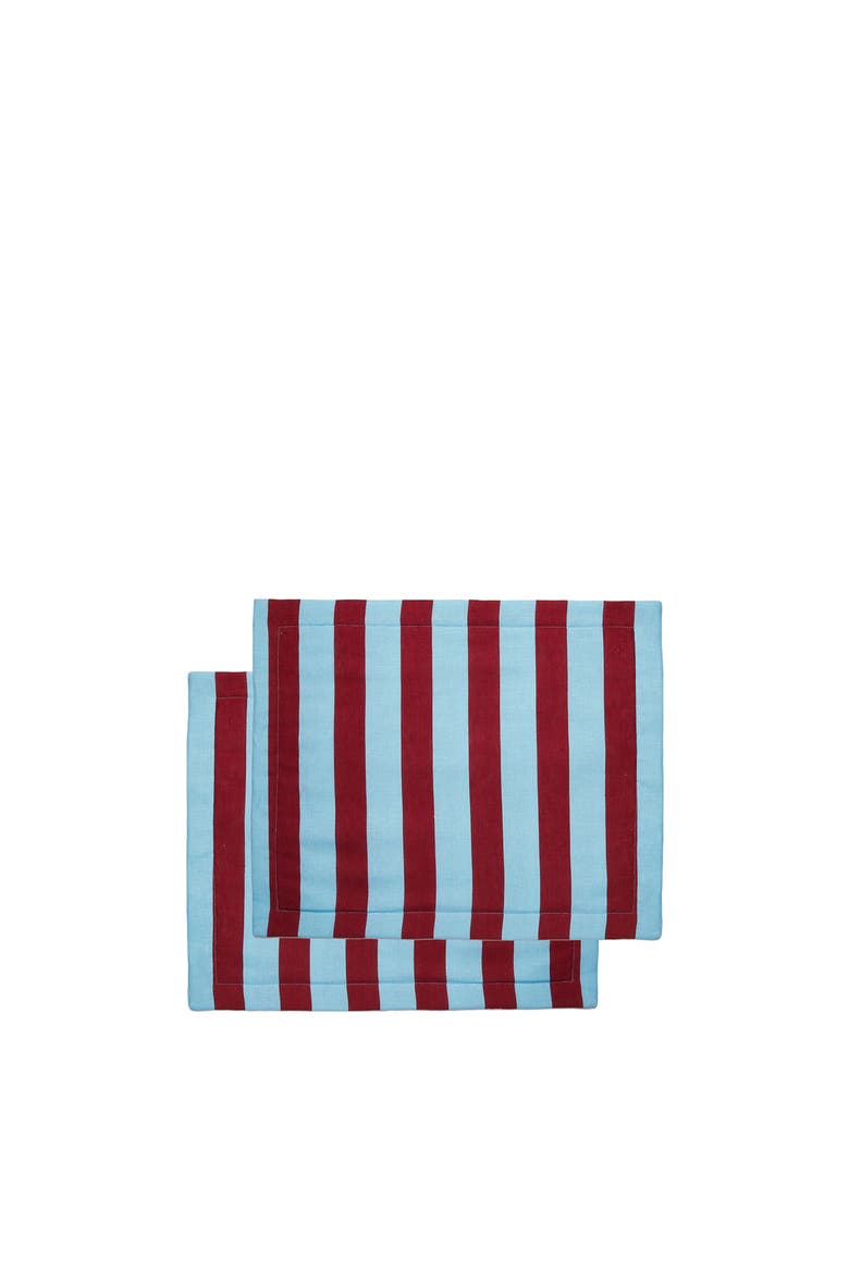 Placemats Set Of 2 (35X45) Riga Bordeaux - Azzurro, Alternate, color, Riga Bordeaux - Azzurro