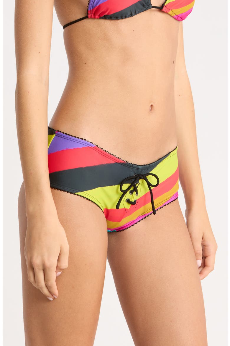 Freda Multi Stripe Lace-Up Bikini Bottoms, Alternate, color, MULTI