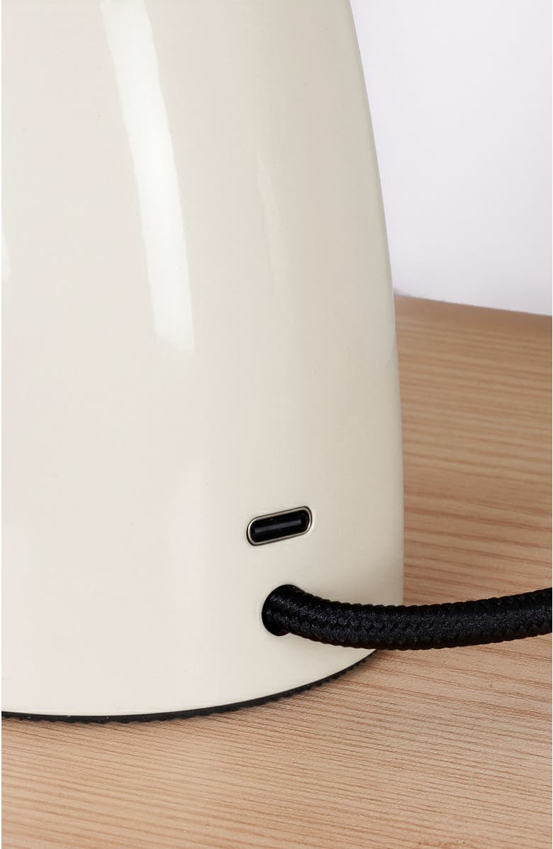 Brightech Vino 8" Curved LED Table Lamp with Globe Forsted Glass Shade and Phone Charging USB-C Port, Alternate, color, Cream