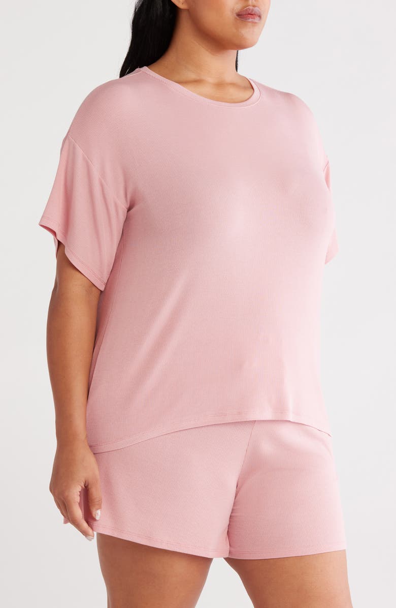 Nordstrom Moonlight Eco Easy Rib Short Pajamas, Alternate, color, Pink Beauty