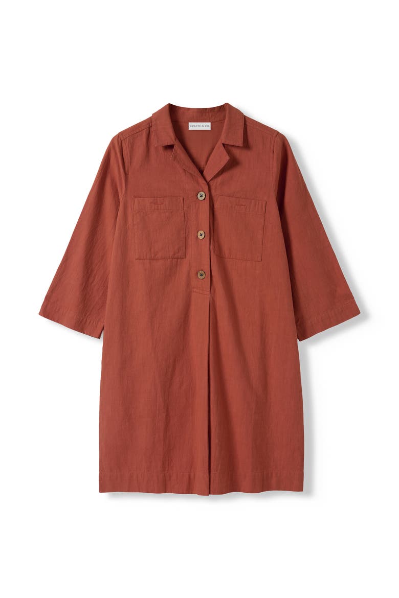 Placket Detail Knee Length Dress, Alternate, color, Redwood