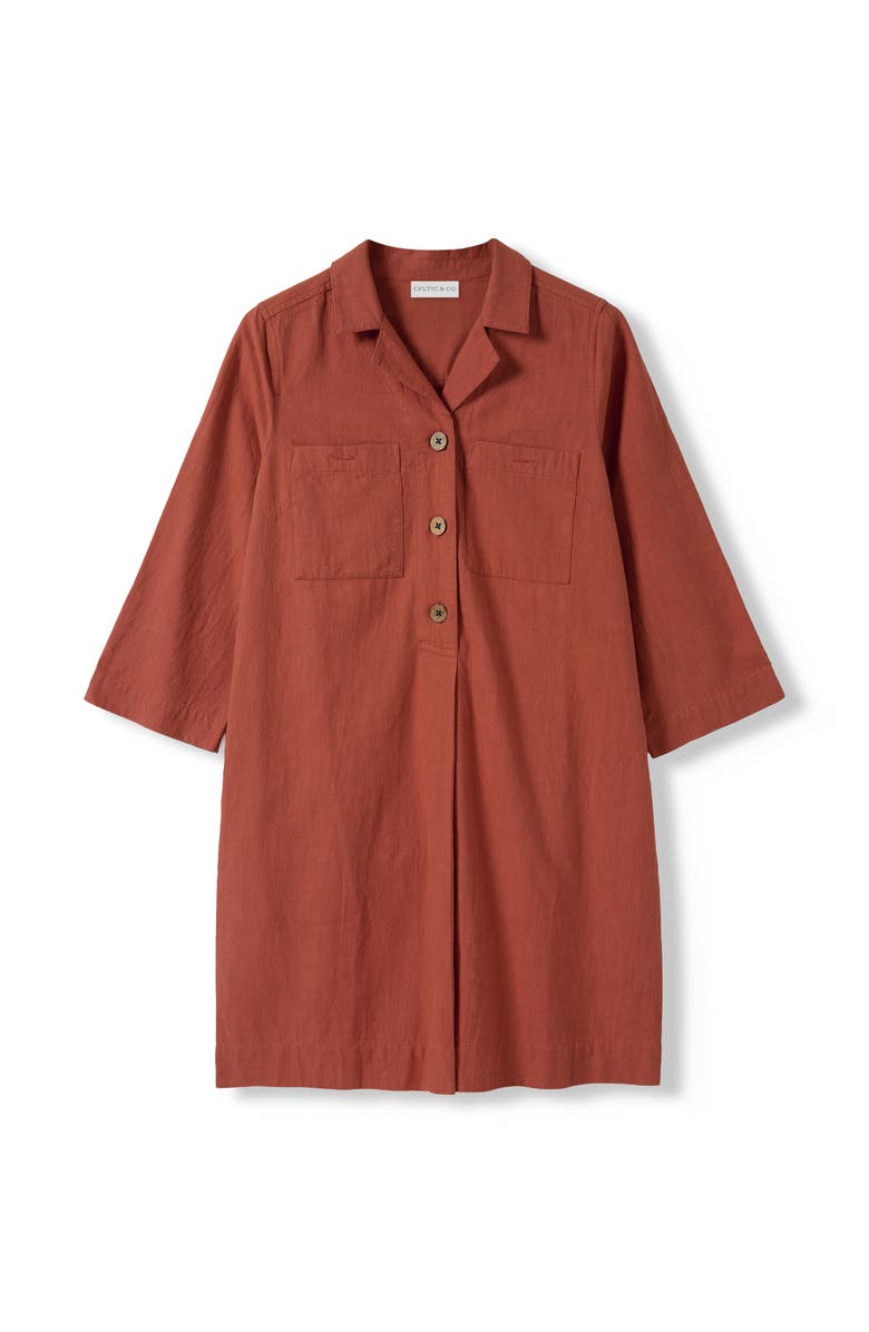 Celtic & Co. Placket Detail Knee Length Dress, Alternate, color, Redwood