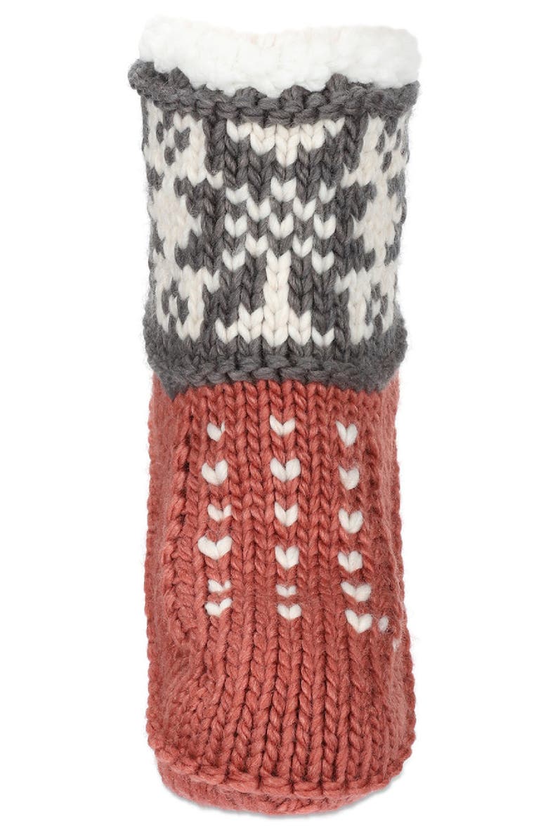 MeMoi Snowflake Border Fleece Lined Slipper Socks, Alternate, color, Deep Mauve