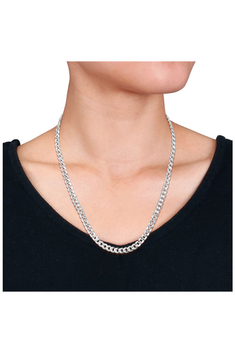 Flat Curb Link Chain Necklace, 5.3mm, Alternate, color, SILVER