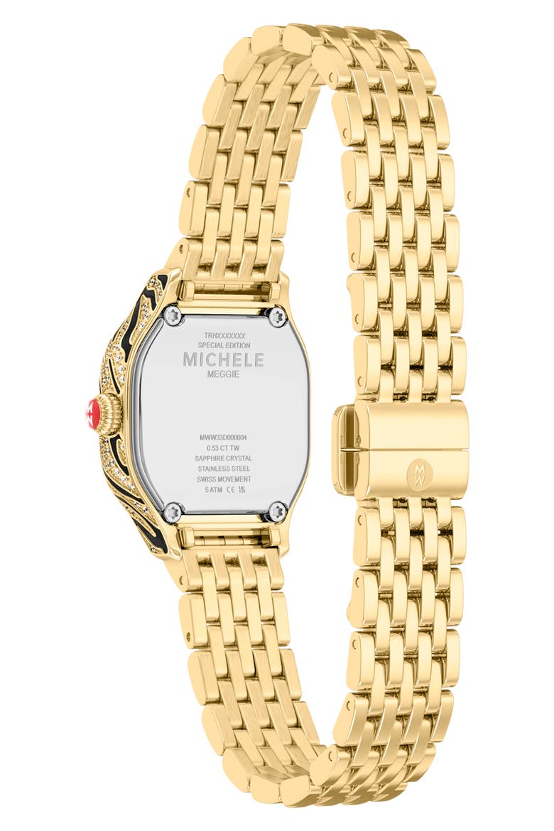 Mini Meggie Zebra Dial Diamond Bracelet Watch, 23mm x 25mm, Alternate, color, BLACK/ GOLD