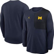 Jordan Brand Men's Jordan Brand Navy Michigan Wolverines 2025 Sideline Coach UV Dri-FIT Long Sleeve Shirt