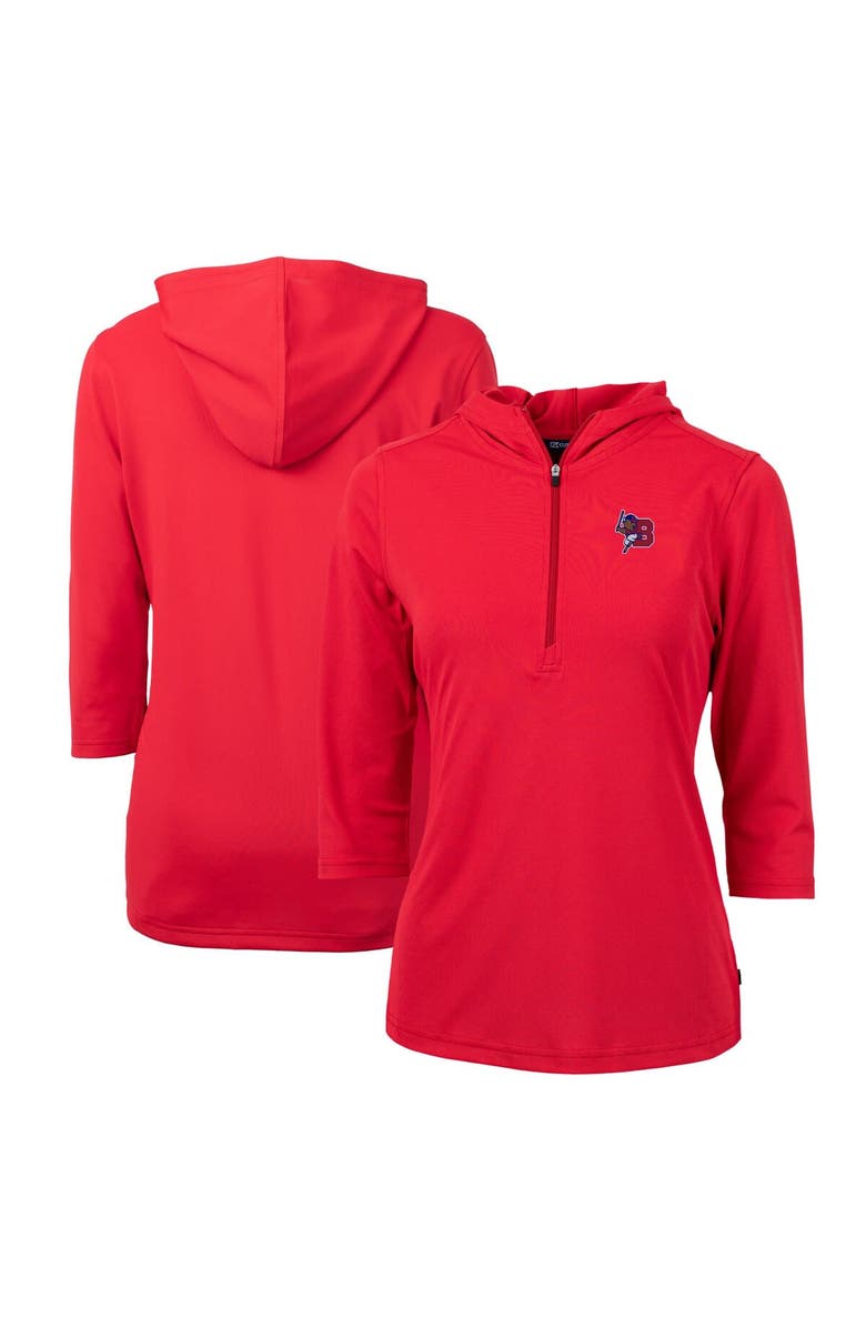 Cutter & Buck Women's Cutter & Buck  Red Buffalo Bisons Virtue Eco Pique Recycled 3/4-Sleeve Half-Zip Pullover Hoodie, Alternate, color, 