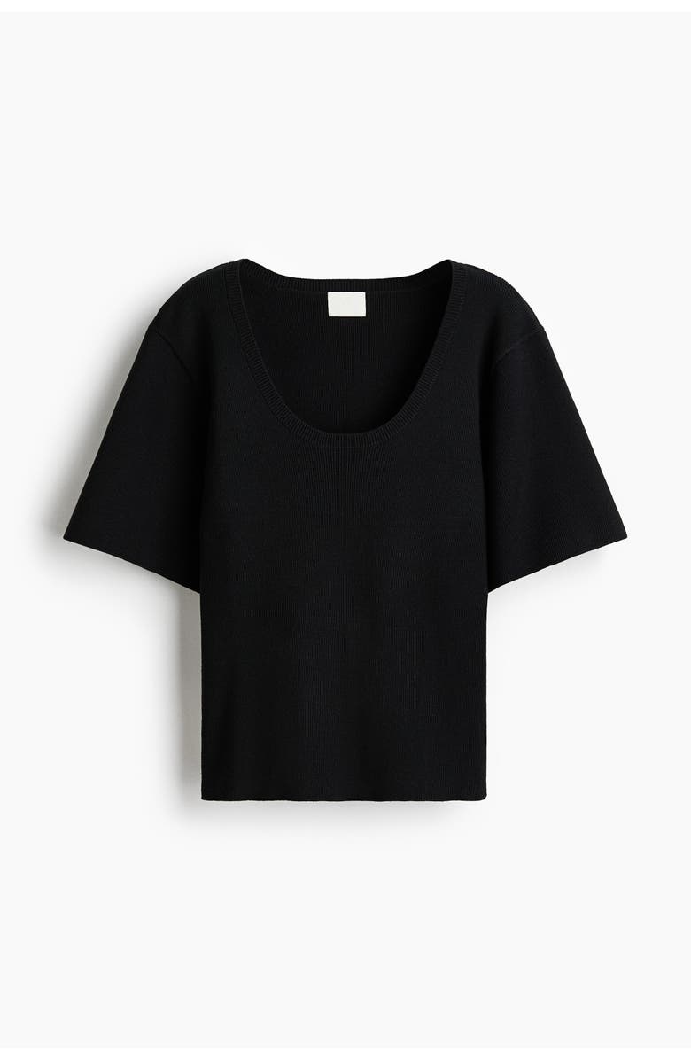 H&M Fine-knit T-shirt, Main, color, Black
