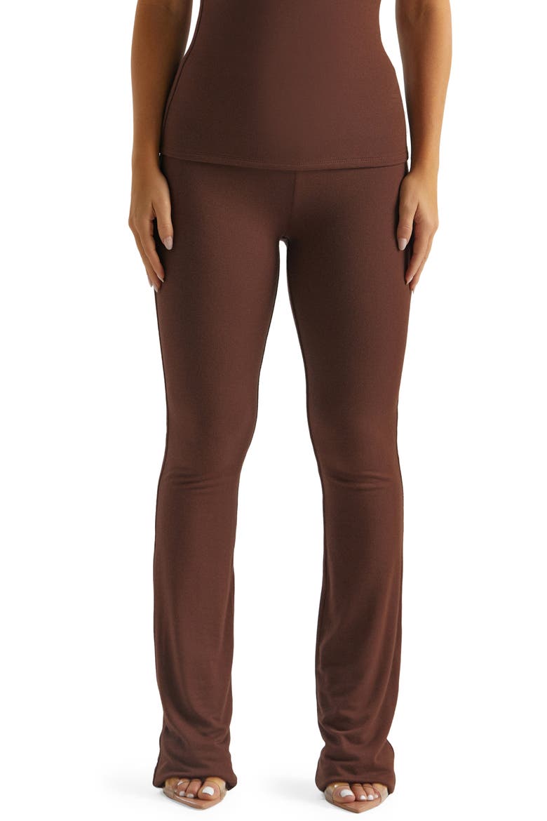 High Waist Bootcut Pants, Main, color, CHOCOLATE