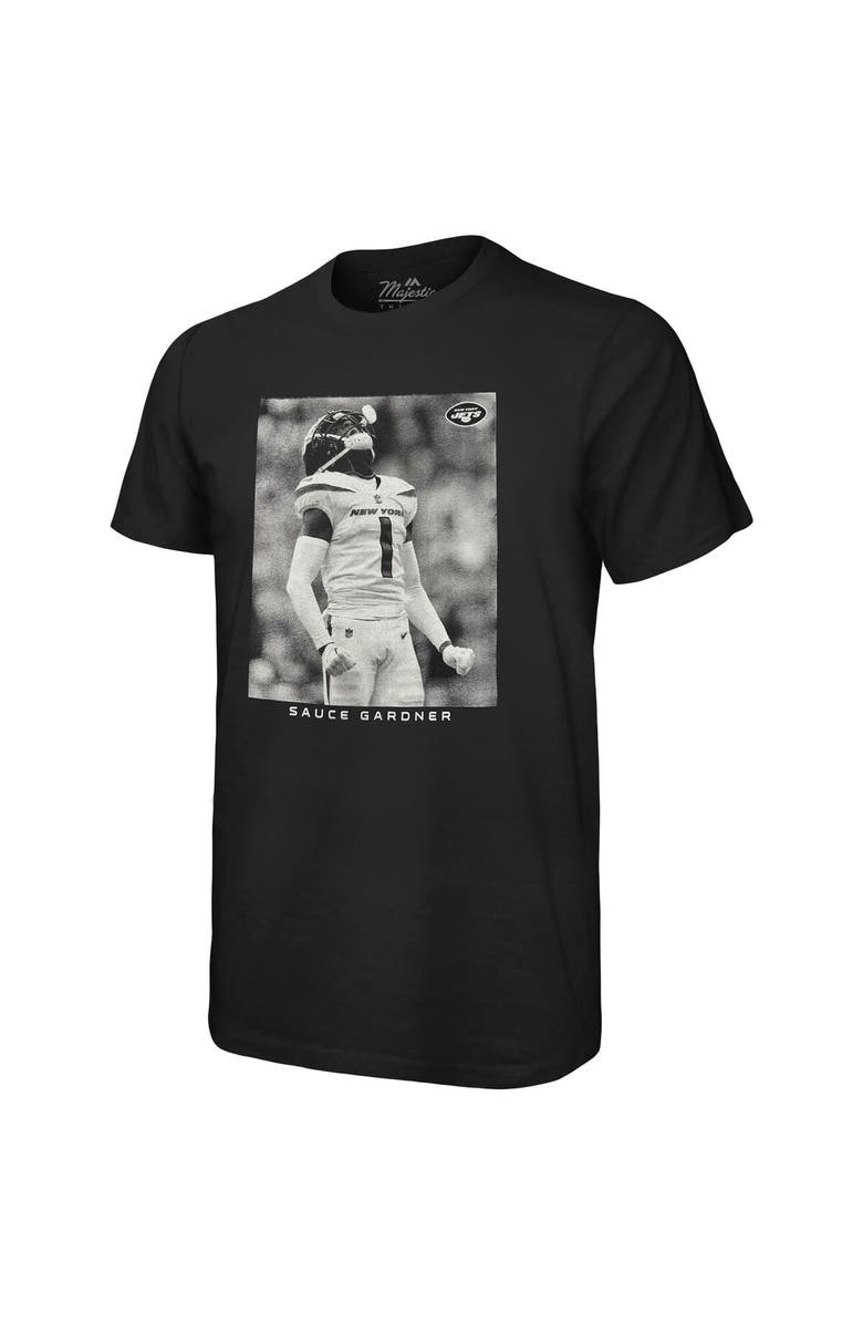 Majestic Threads Men's Majestic Threads Sauce Gardner Black New York Jets Oversized Player Image T-Shirt, Alternate, color, 