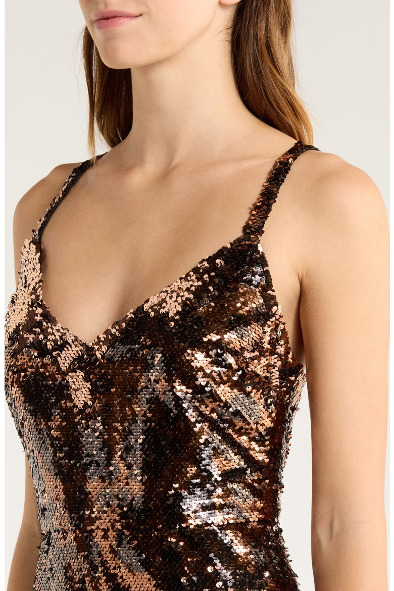 Noella Leopard Sequin Midi Sheath Dress, Alternate, color, BROWN MULTI AMUR LEOPARD