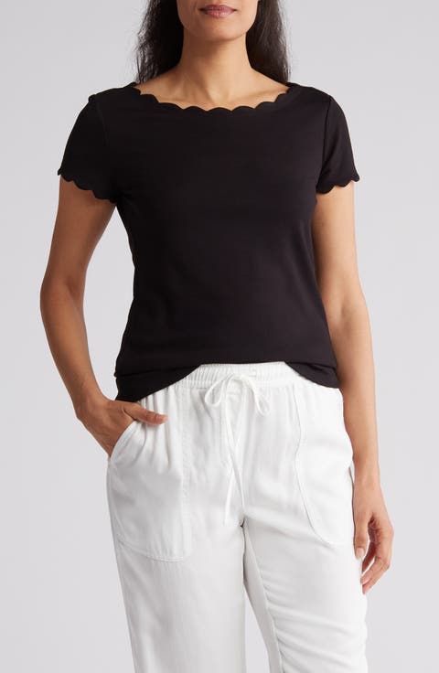 Scalloped Knit T-Shirt