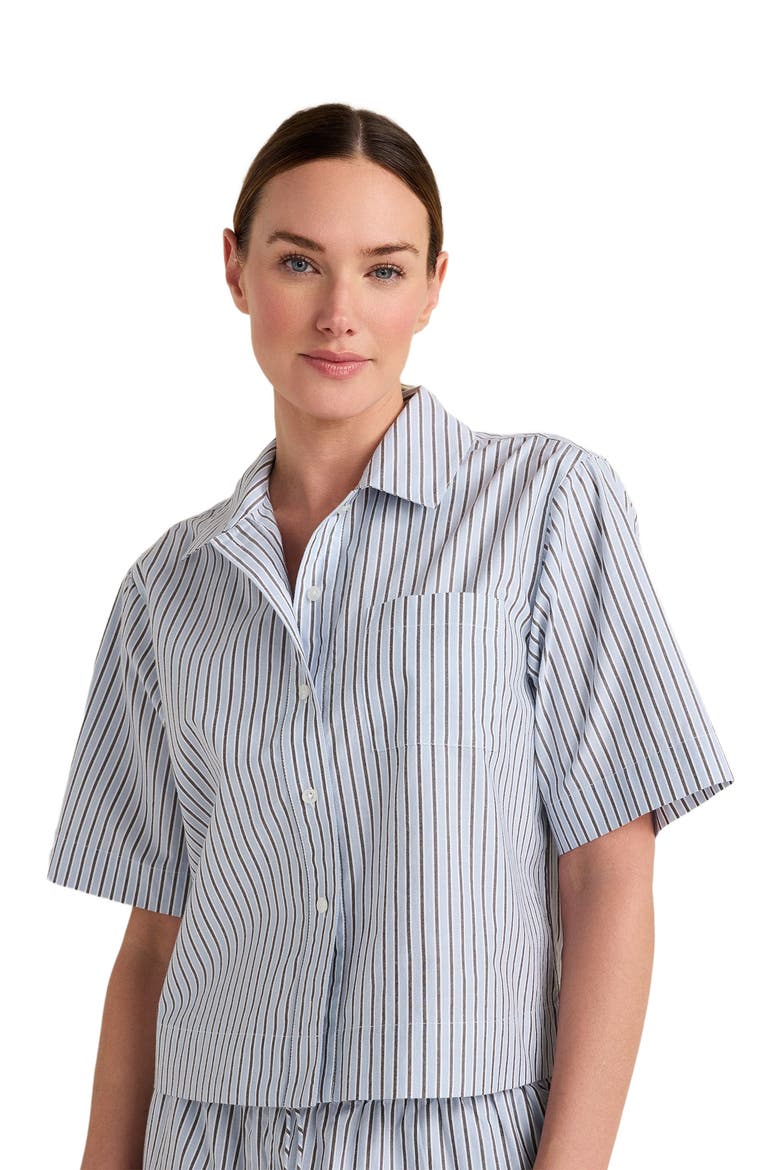 Organic Cotton Poplin Iris Stripe Pajama Top, Main, color, Iris Stripe White Multi