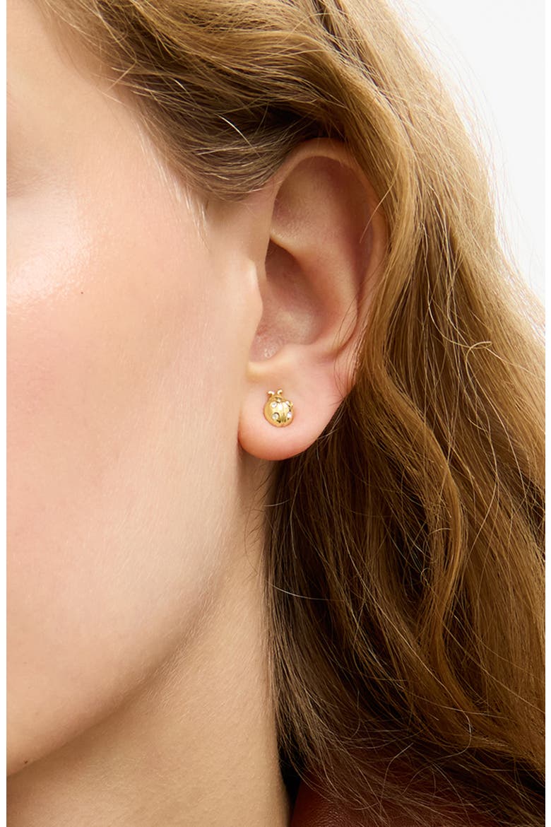 Ladybug Mini Stud Earrings, Alternate, color, GOLD