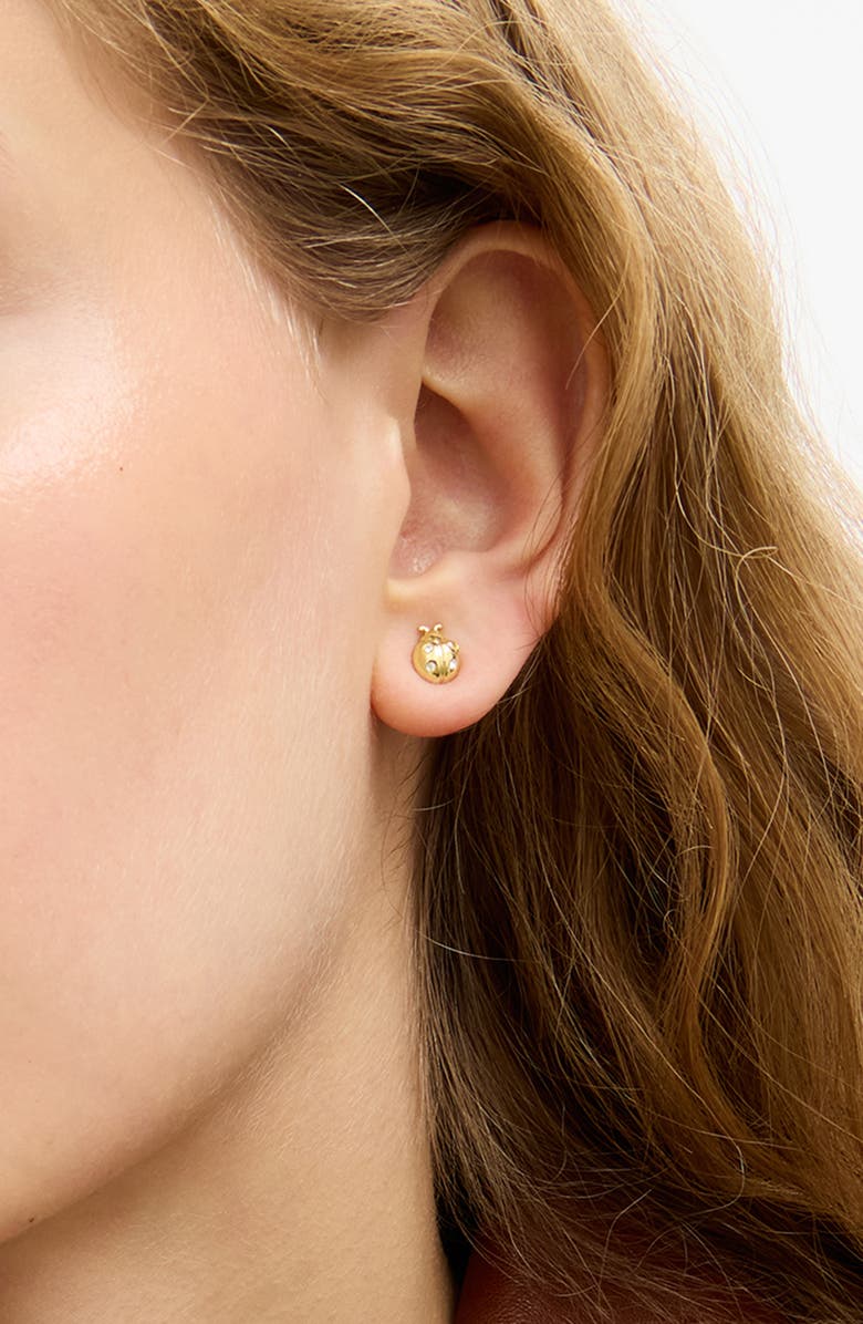COACH Ladybug Mini Stud Earrings, Alternate, color, Gold