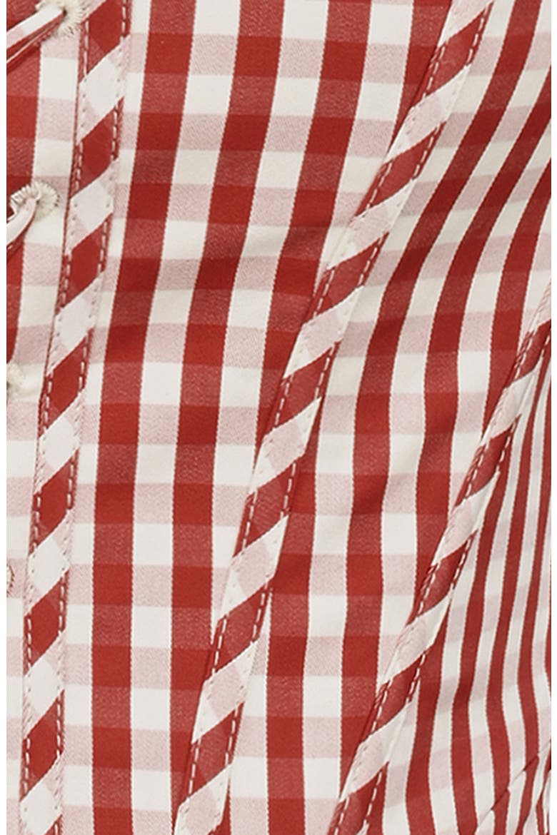 Callie Lace-Up Front Corset Top, Alternate, color, GINGHAM SAVVY RED WHITE SMOKE