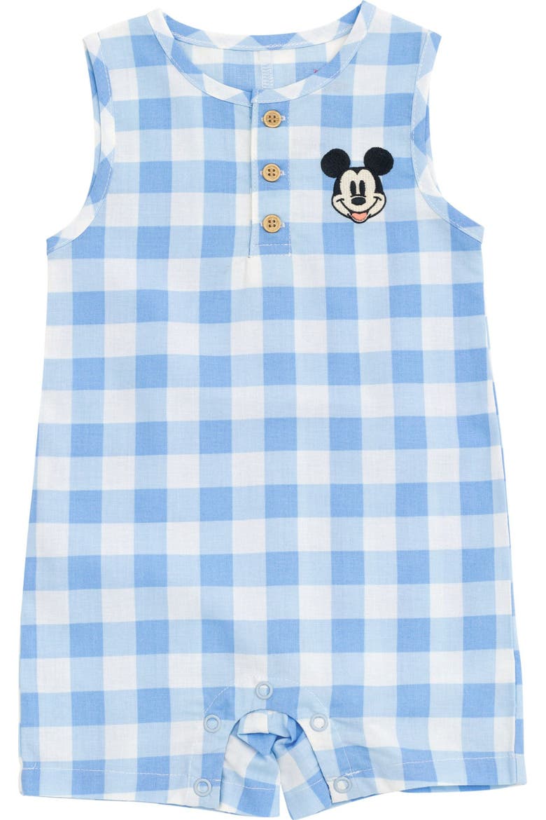 Mickey Mouse Sleeveless One Piece Romper, Main, color, Mickey Gingham Blue