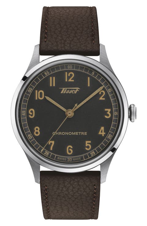 Heritage 1938 Leather Strap Watch, 39mm