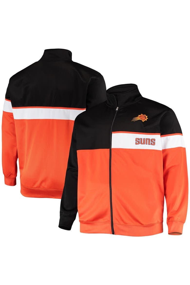 Men's Black/Orange Phoenix Suns Big & Tall Pieced Body Full-Zip Track Jacket, Main, color, Black