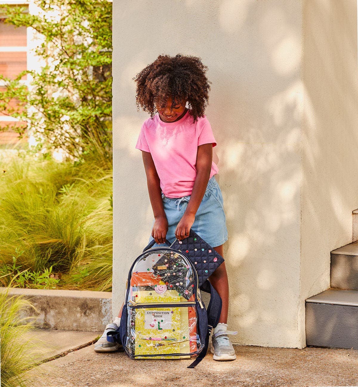 Denim and Gems Clear Backpack by Packed Party | 17" Cute Backpack for Girls, Alternate, color, Multicolor