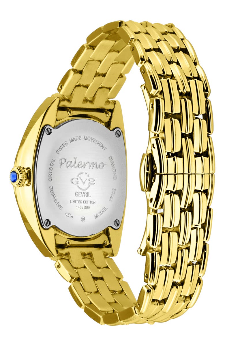 GV2 Palermo Gemstone Embellished Bracelet Watch, 35mm, Alternate, color, Gold