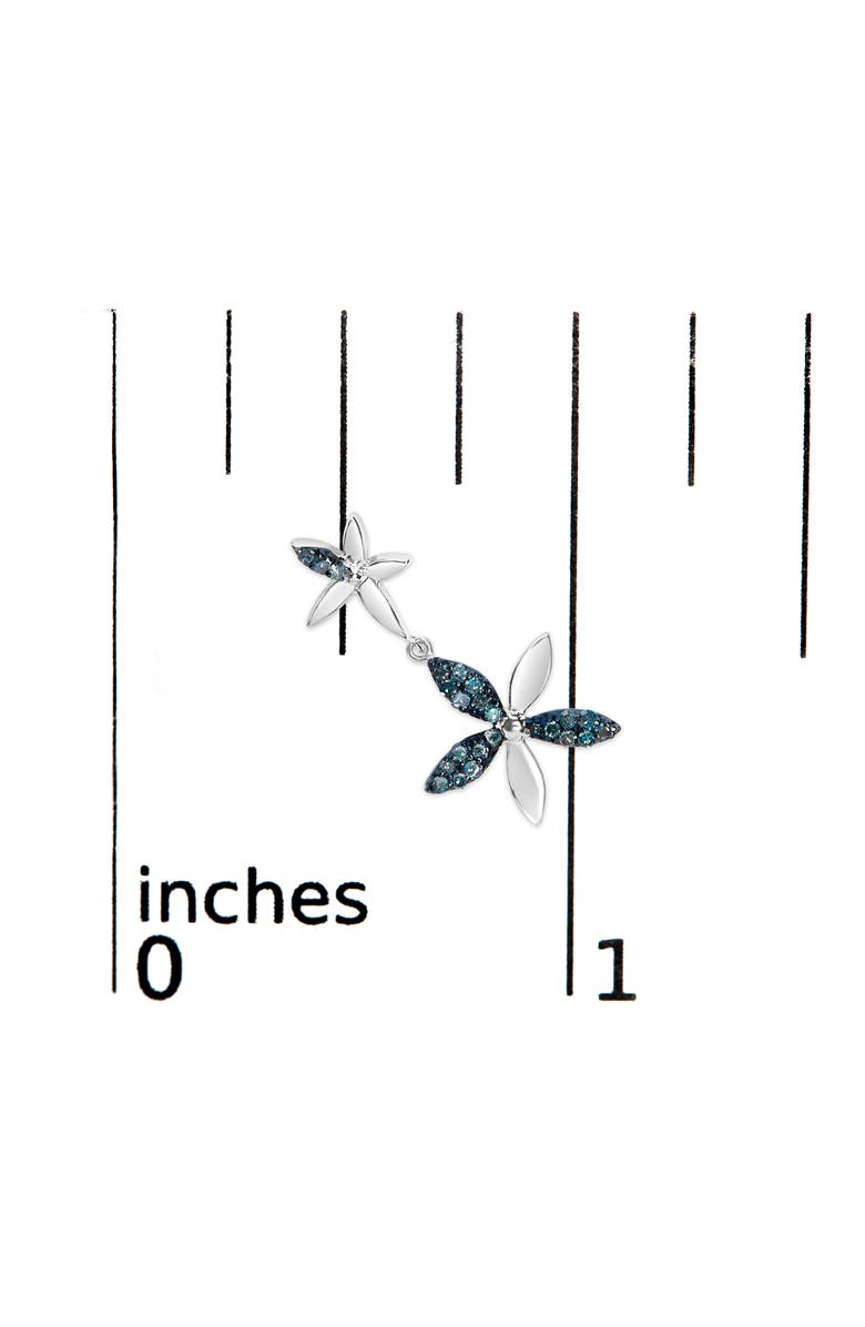 Haus of Brilliance Silver 1/5ct Cttw Blue Diamond Double Star Drop and Dangle Earrings, Alternate, color,